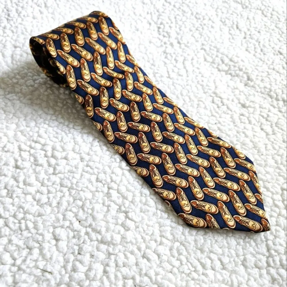 Brooks Brothers Makers Tie - Blue And Brown With‎ Shoes - Made In USA 100% Silk